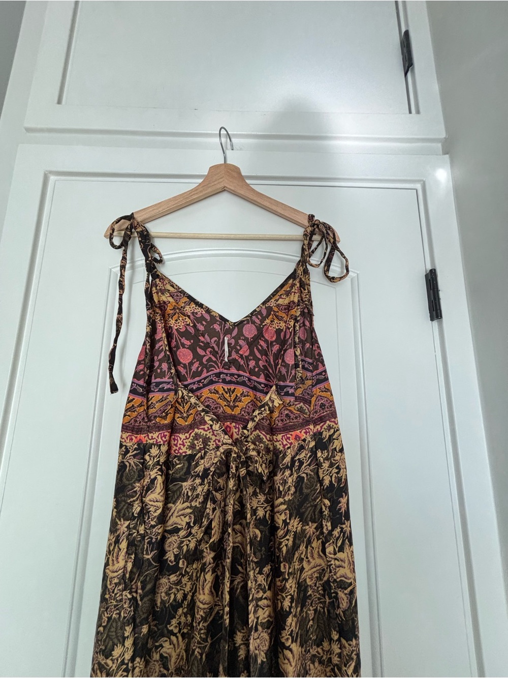 Free People Split Leg Boho Floral Tie-Shoulder Wide leg jumpsuit feminine S - Picture 5 of 11